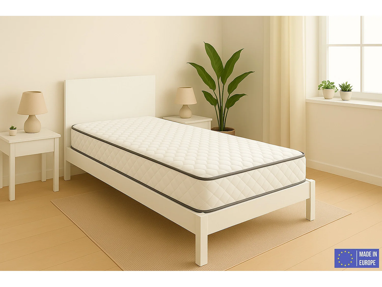 Matelas Mousse 80x190 Florida - Ferme - Réversible - Côté Été/hiver - H20 Cm