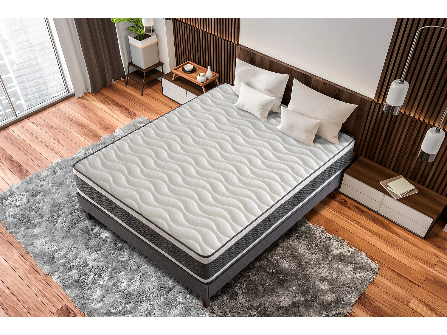 Matelas Ressorts Ensachés 140x190 Montecarlo - Ferme - Réversible - Côté Été/hiver - H25 Cm