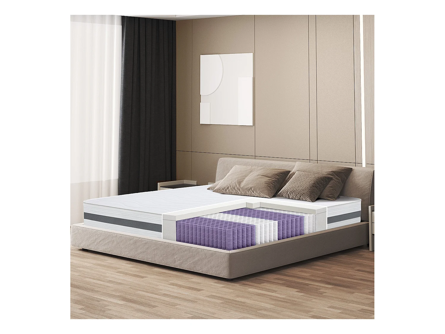 Matelas 130 x 200 à ressorts ensachés | Hauteur 20 cm