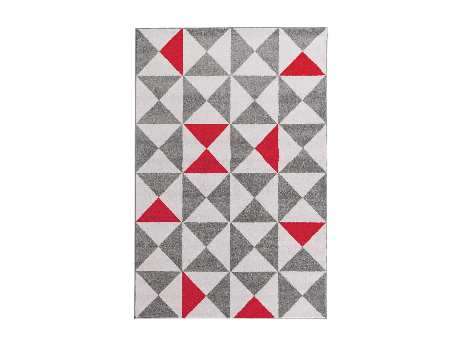 tapis couloir 60x110 tissé rouge et gris rectangle motif scandinave TRIANGAM
