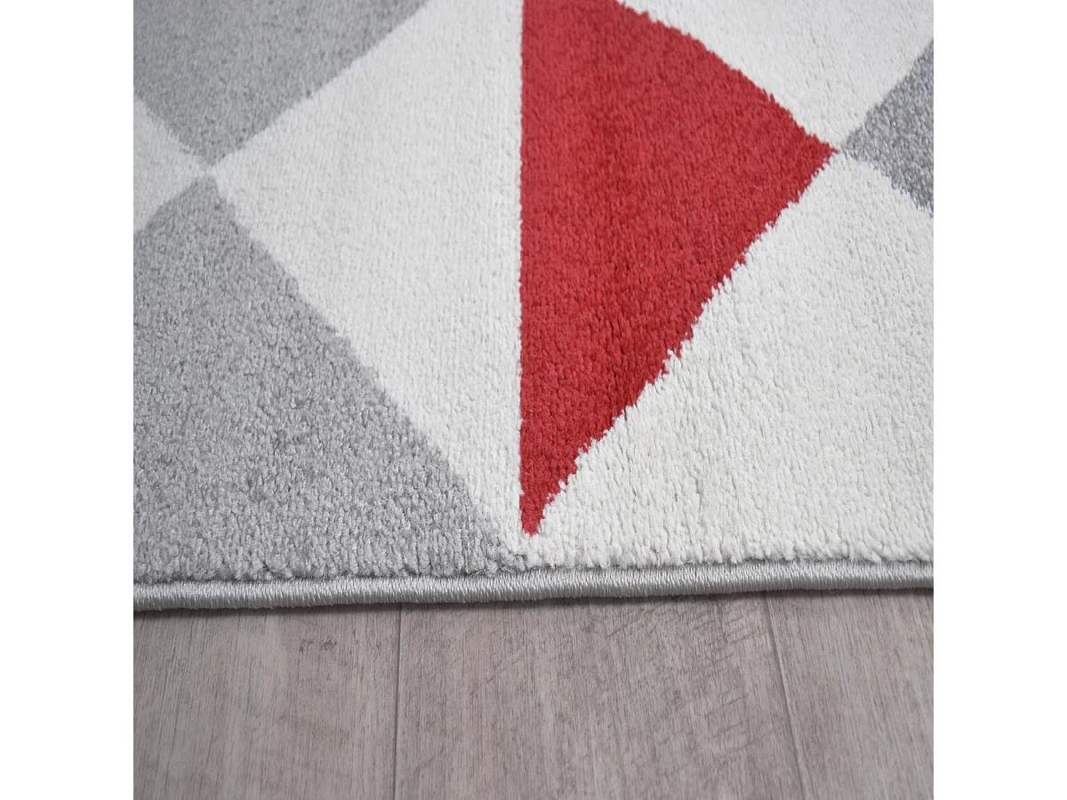 tappeto da ingresso 60x110 rettangolo intrecciato rosso e grigio motivo scandinavo TRIANGAM