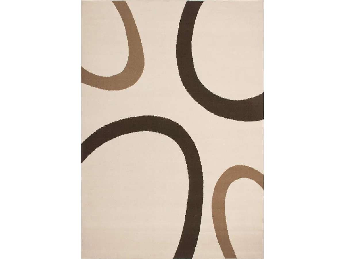 tapis chambre 80x150 tissé beige rectangle motif rond LYN1 TEMPO
