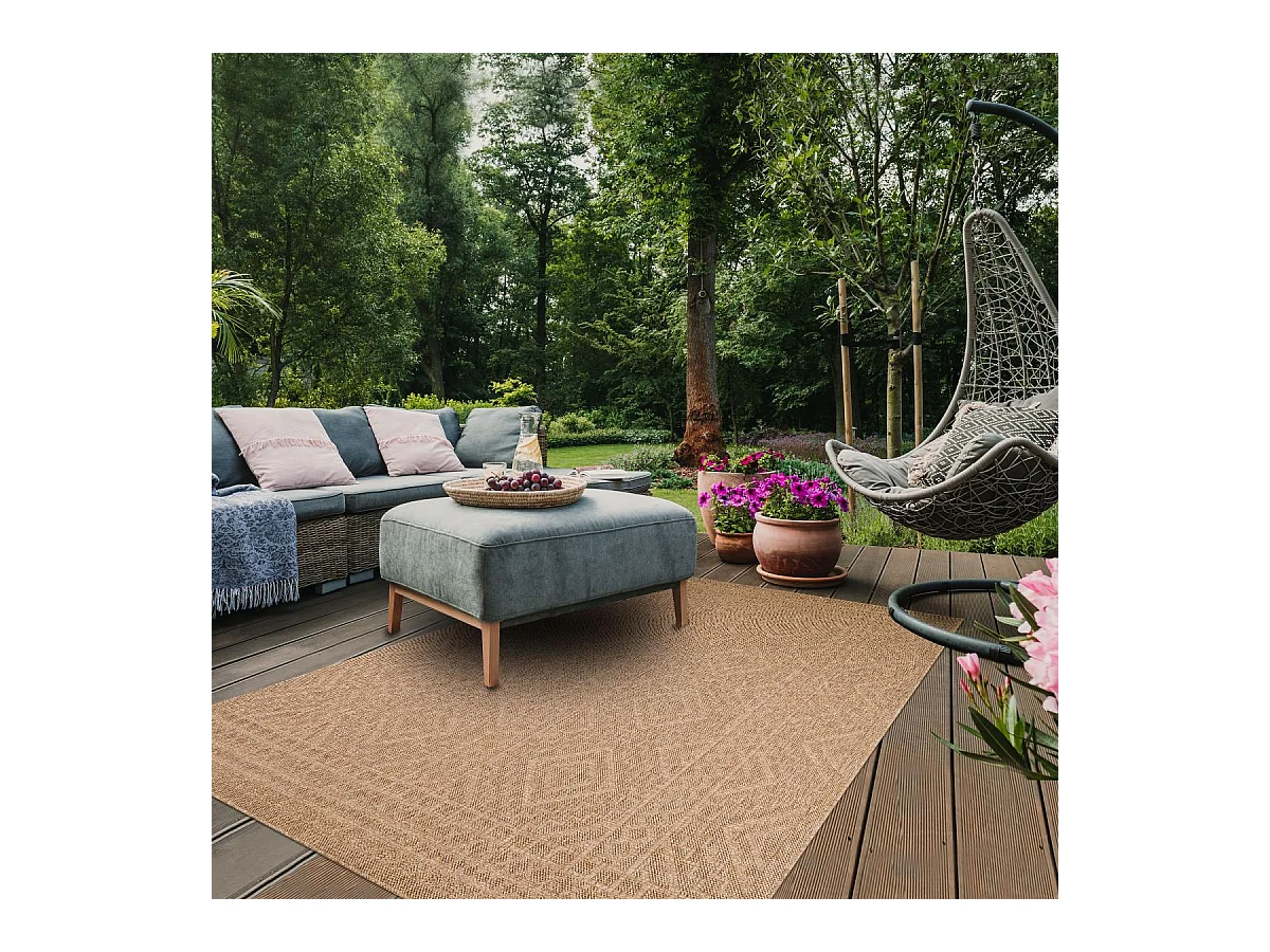 Tapis extérieur 60x180 tissé kilim beige JUTE ART 3