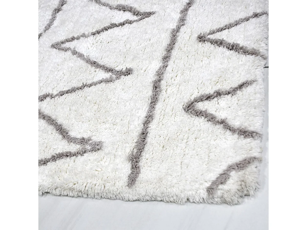 Authentique tapis berbère 80x150 fait à la main en coton BIO gris clair et gris foncé BERBERE