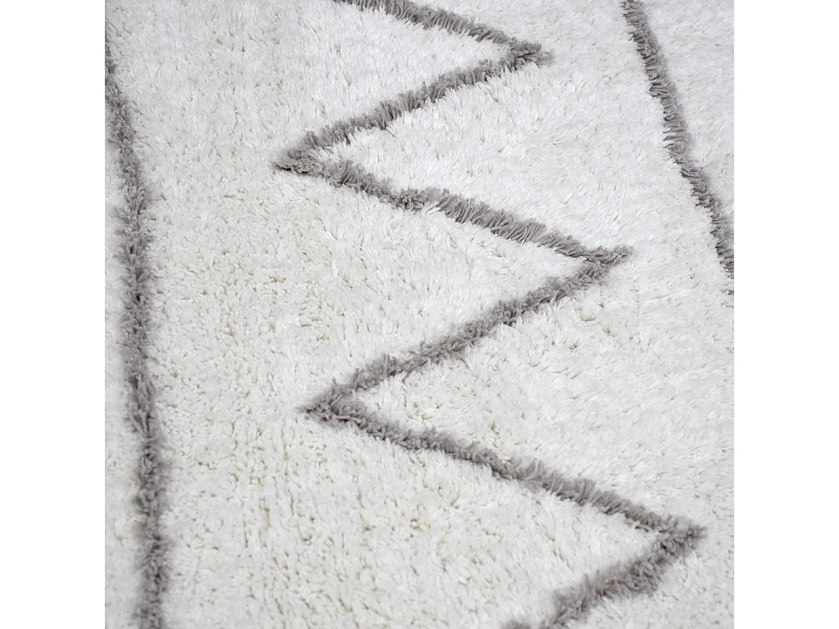 Authentique tapis berbère 80x150 fait à la main en coton BIO gris clair et gris foncé BERBERE