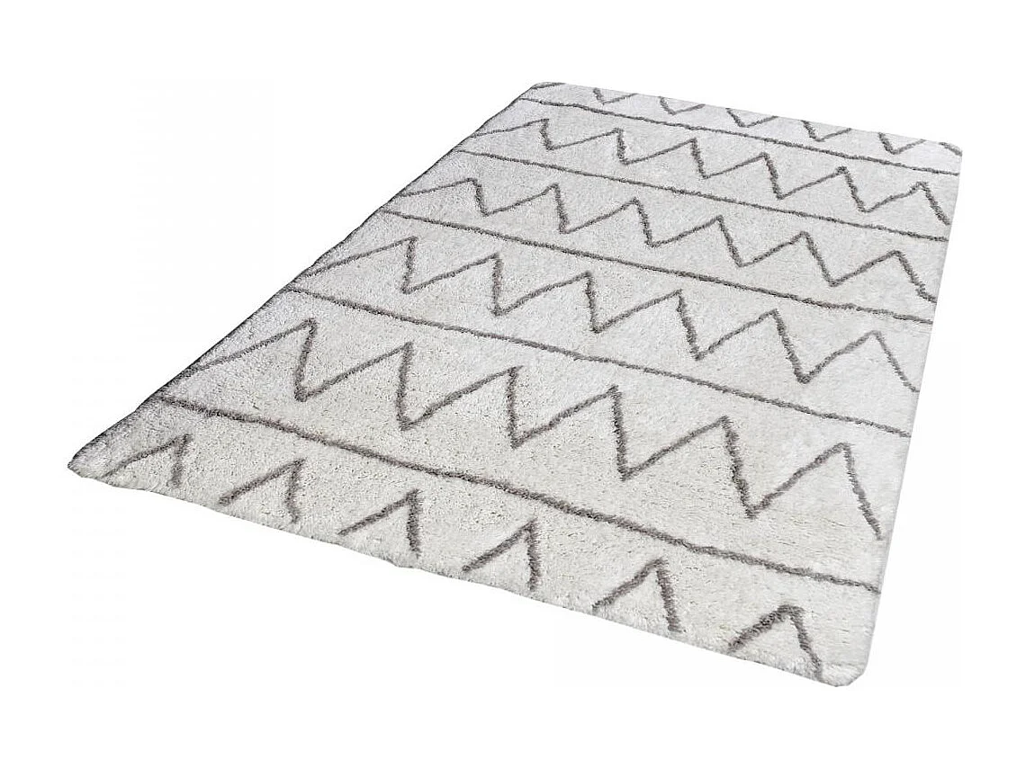 Authentique tapis berbère 80x150 fait à la main en coton BIO gris clair et gris foncé BERBERE