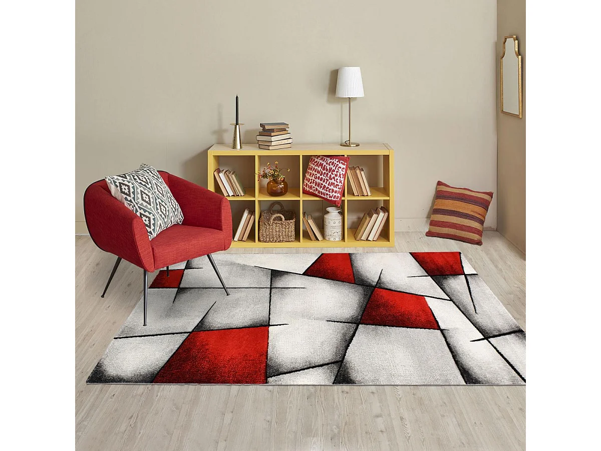 tapis salon 120x170 tissé turquoise rectangle motif géométrique PAR 3D