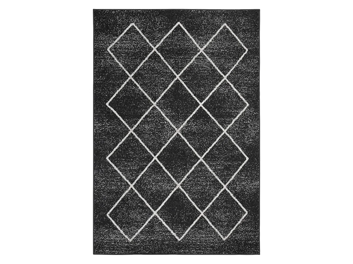 tapis chambre 120x170 tissé anthracite et blanc rectangle motif scandinave