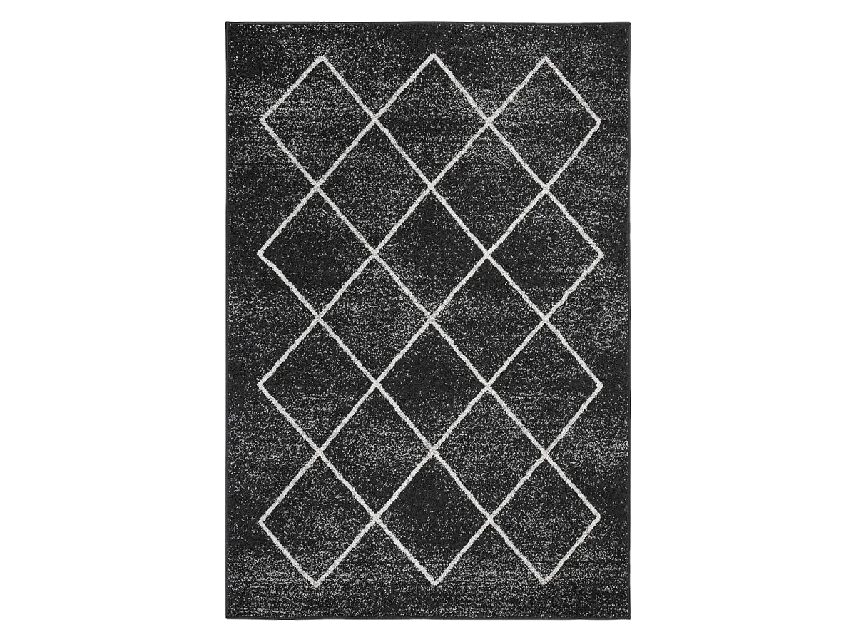 tapis chambre 120x170 tissé anthracite et blanc rectangle motif scandinave