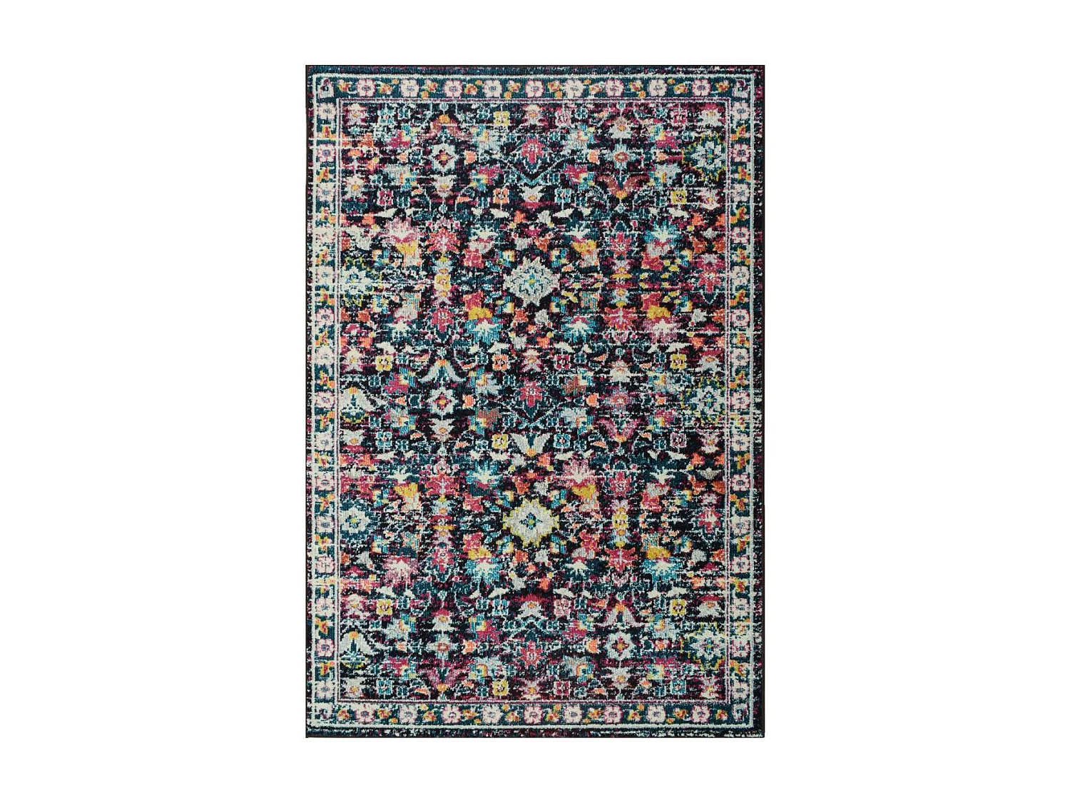 Tapis orient 160x230 rectangle bleu et bleu foncé tissé motif classique OLHA