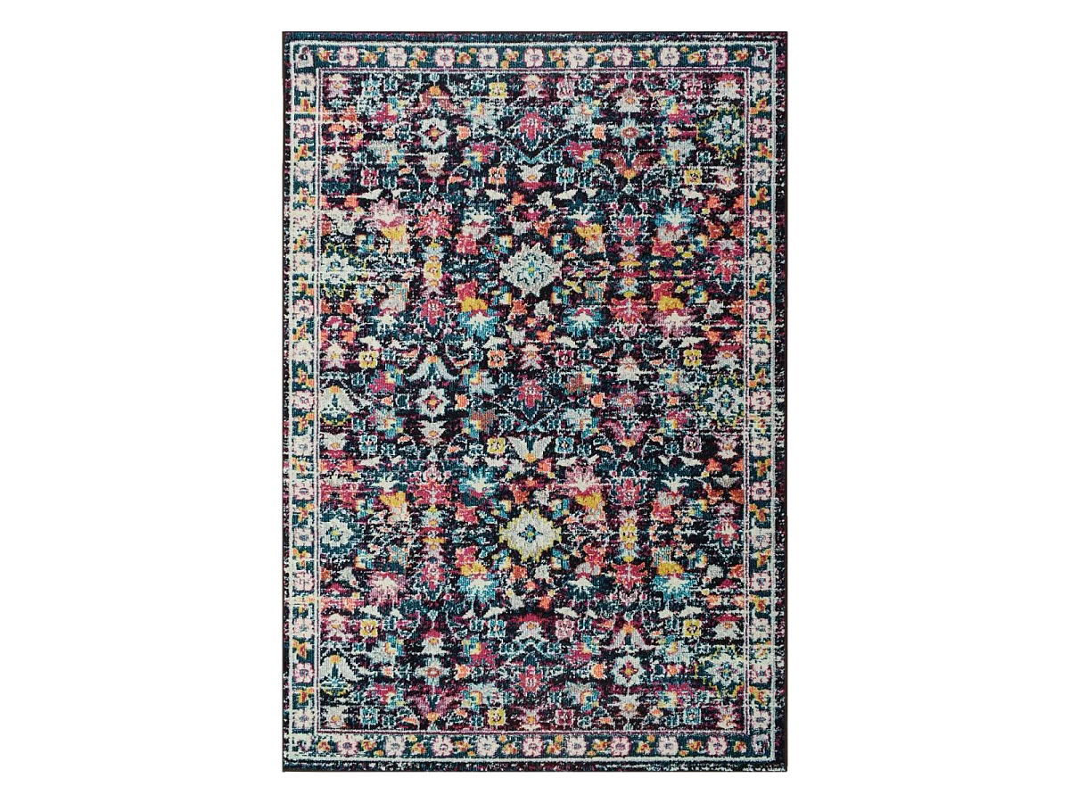 Tapis orient 160x230 rectangle bleu et bleu foncé tissé motif classique OLHA