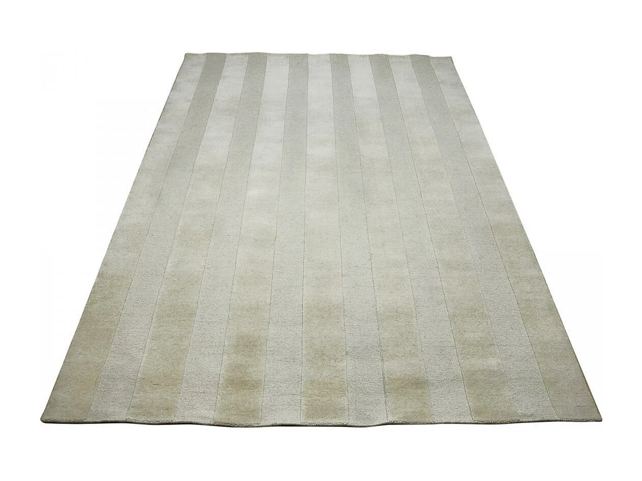 tapis salon 200x290 fait à la main en laine beige rectangle motif uni BANDA