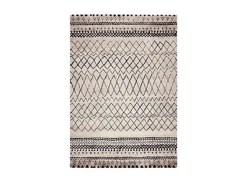 Tapis berbère style 120x120 cm Rond MOROCCO TRIBAL Beige Chambre adapté au chauffage par le sol
