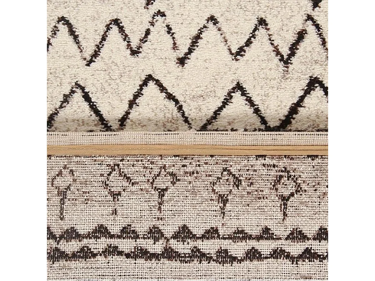 Tapis berbère style 120x120 cm Rond MOROCCO TRIBAL Beige Chambre adapté au chauffage par le sol