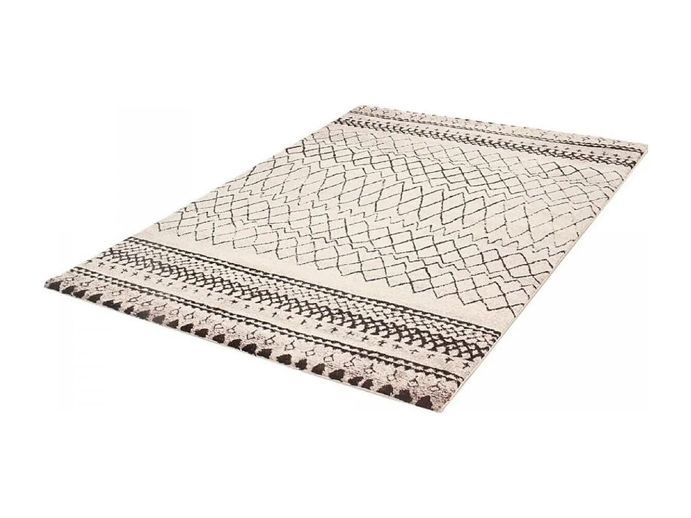 Tapis berbère style 120x120 cm Rond MOROCCO TRIBAL Beige Chambre adapté au chauffage par le sol
