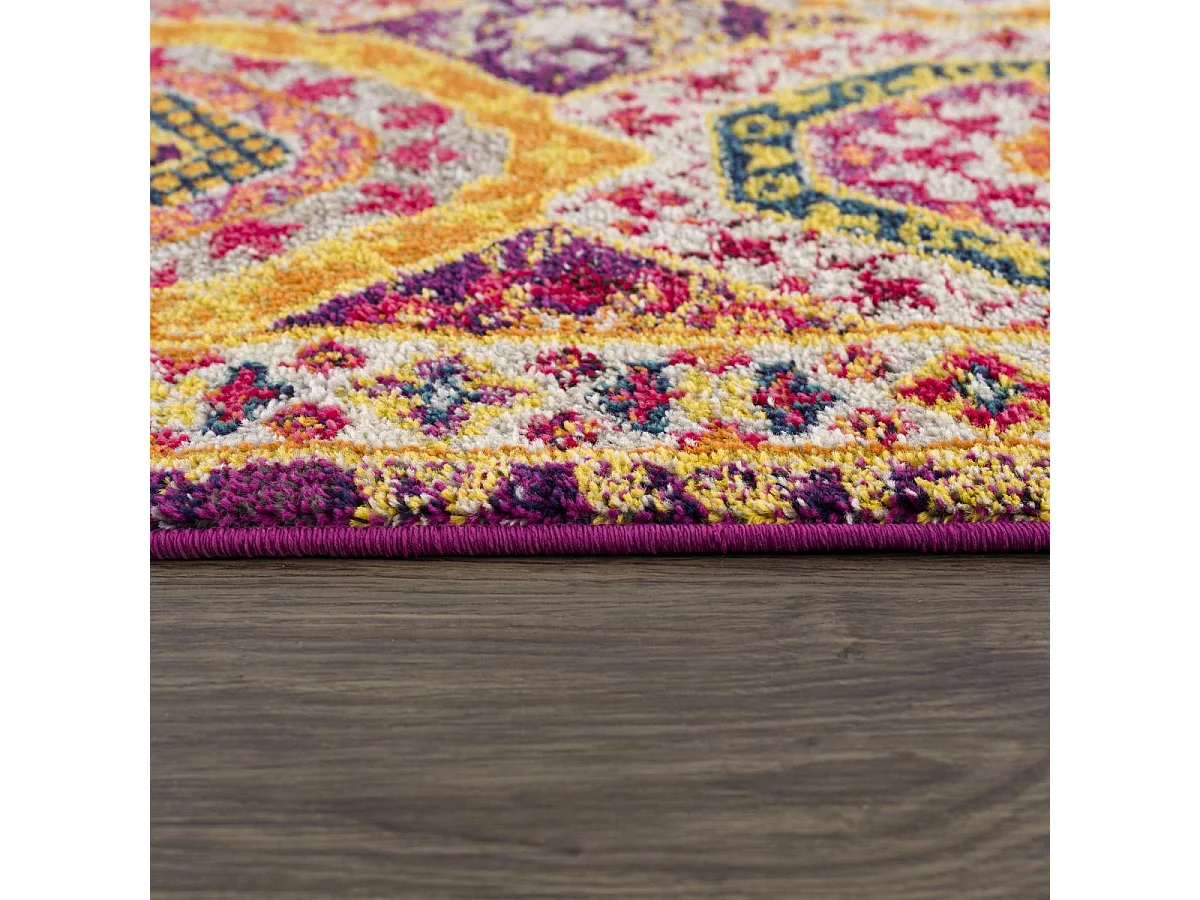 Tapis oriental 60x110 rectangle rouge et jaune tissé motif ethnique PECHA