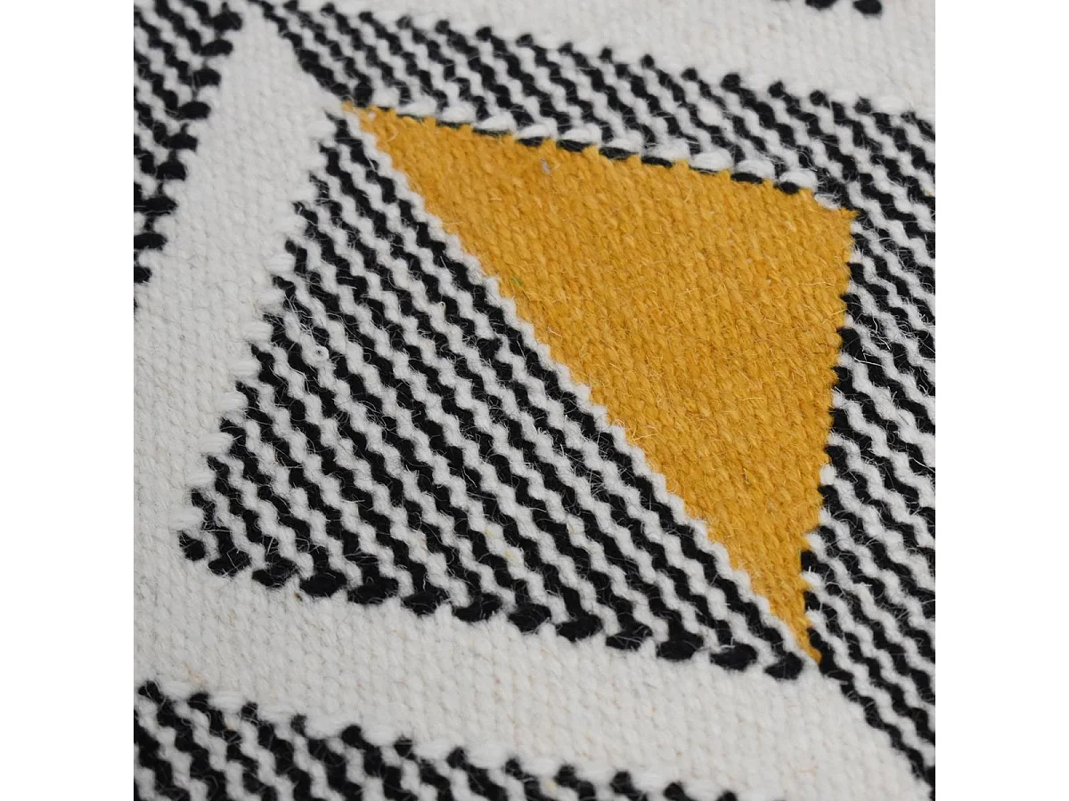 Tapis kilim 160x230 rectangle fait à la main en laine gris et blanc