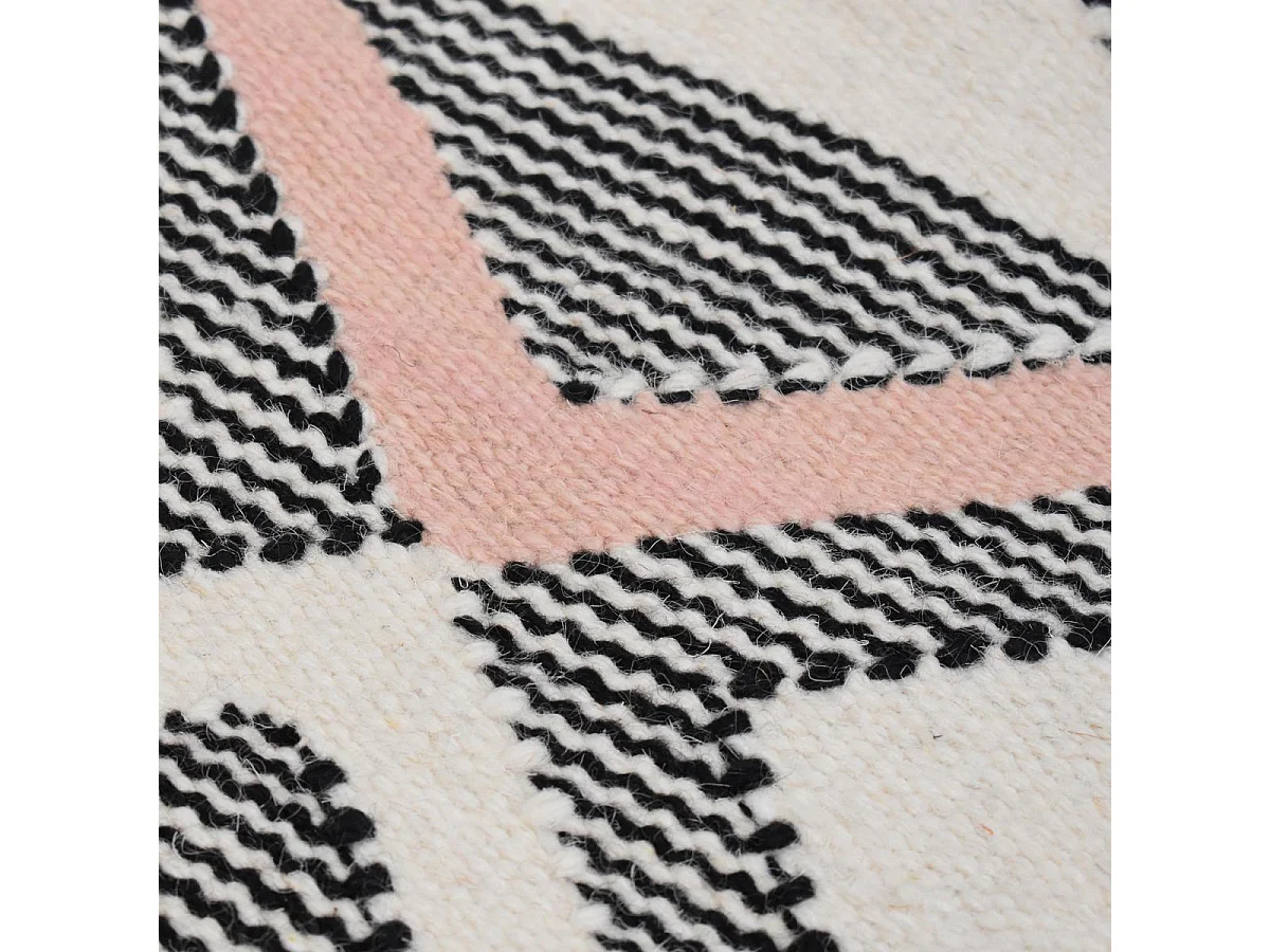Tapis kilim 160x230 rectangle fait à la main en laine gris et blanc