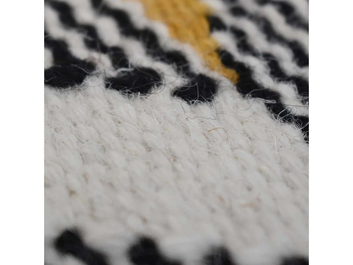 Tapis kilim 160x230 rectangle fait à la main en laine gris et blanc