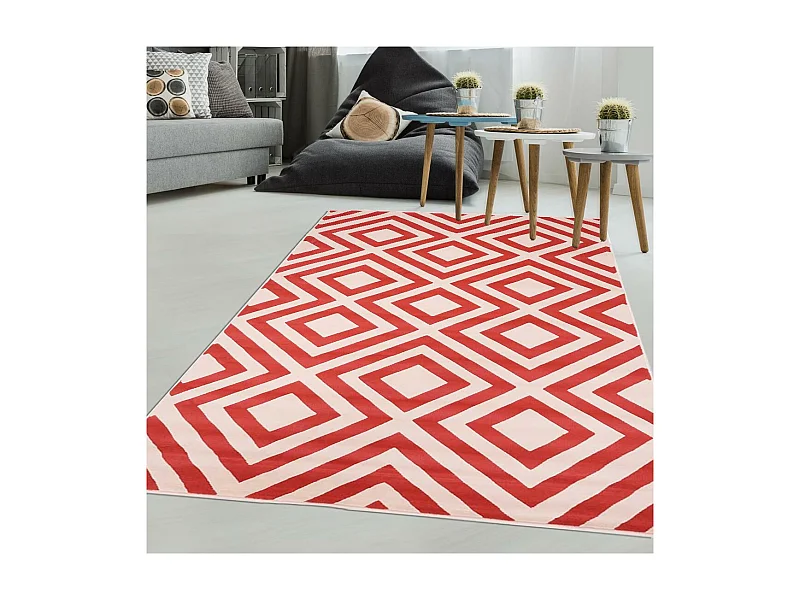 tapis chambre 60x110 tissé corail rectangle motif géométrique AF2 NICE