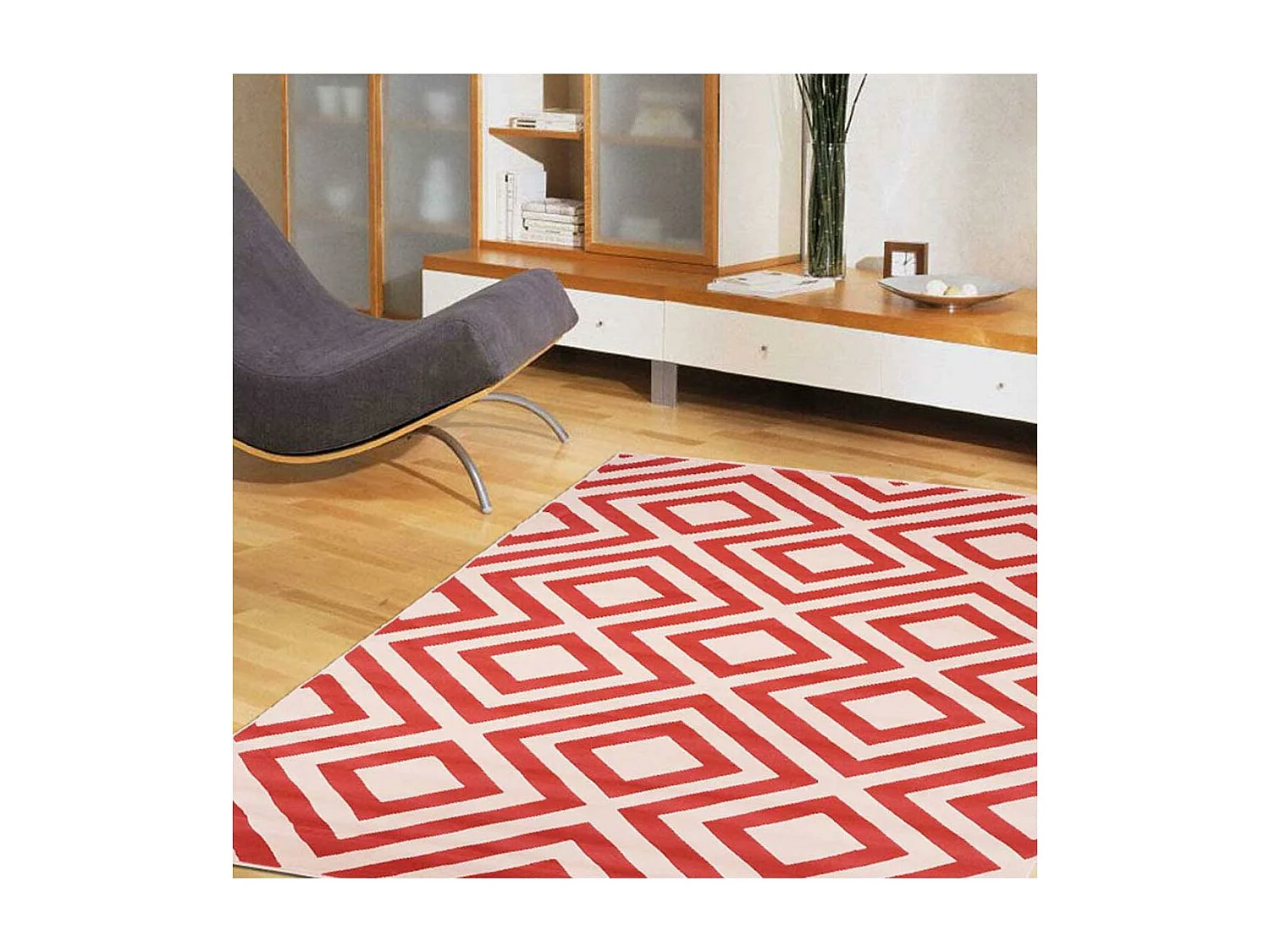 tapis chambre 60x110 tissé corail rectangle motif géométrique AF2 NICE
