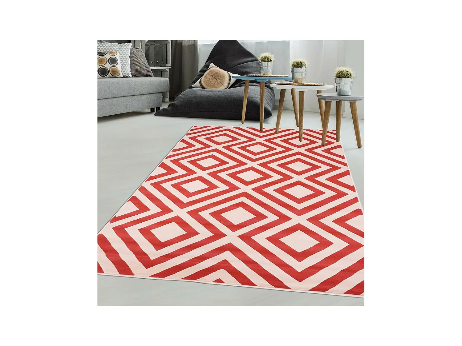 tapis chambre 60x110 tissé corail rectangle motif géométrique AF2 NICE
