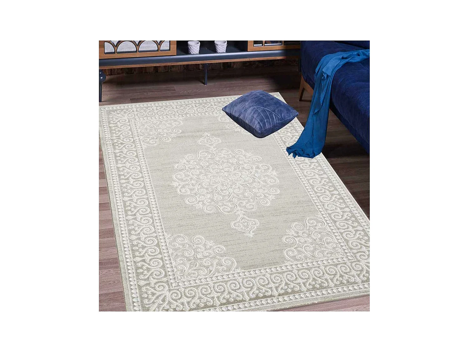 Tapis oriental 80x300 rectangle beige tissé motif ancestral LYN7 MIRALI