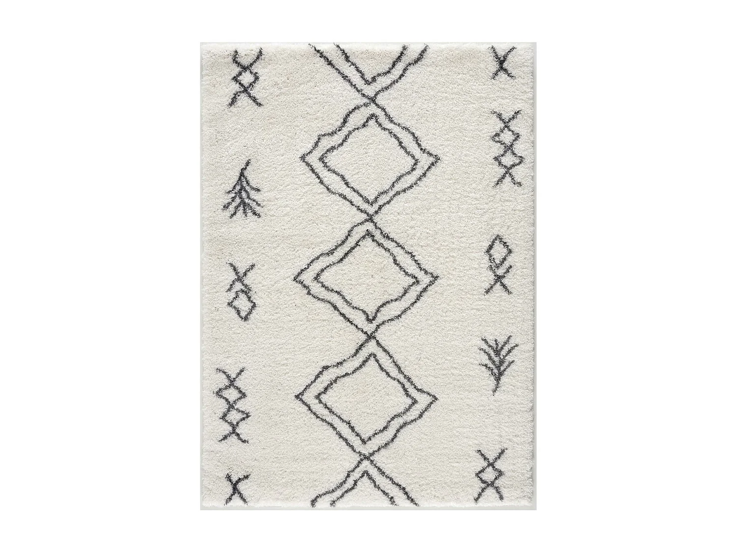 Tapis berbère 80x150 tissé motif ethnic LYN4 DOUX 3 crème