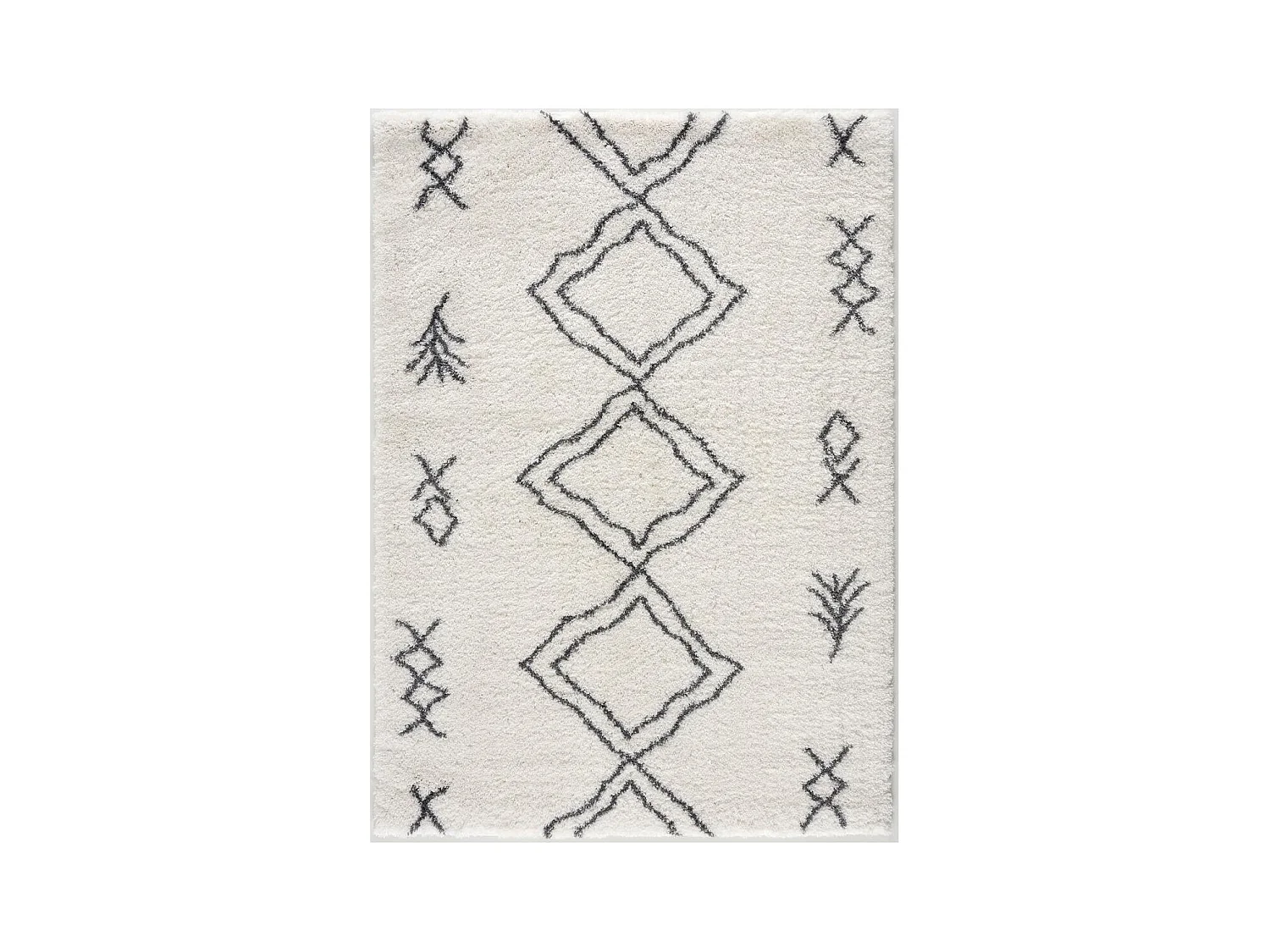 Tapis berbère 80x150 tissé motif ethnic LYN4 DOUX 3 crème
