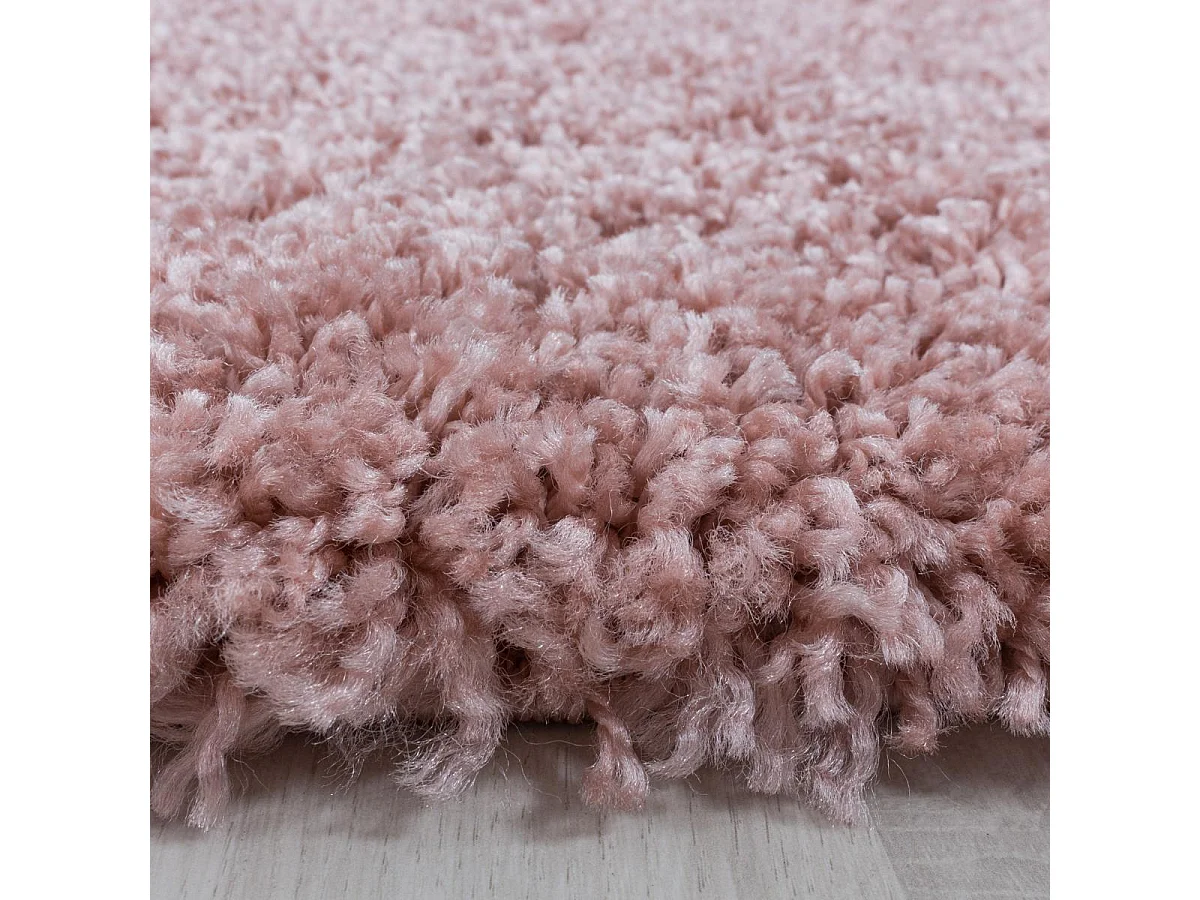 Tapis poils longs shaggy 120x170 rectangle tissé rose motif uni UNI I