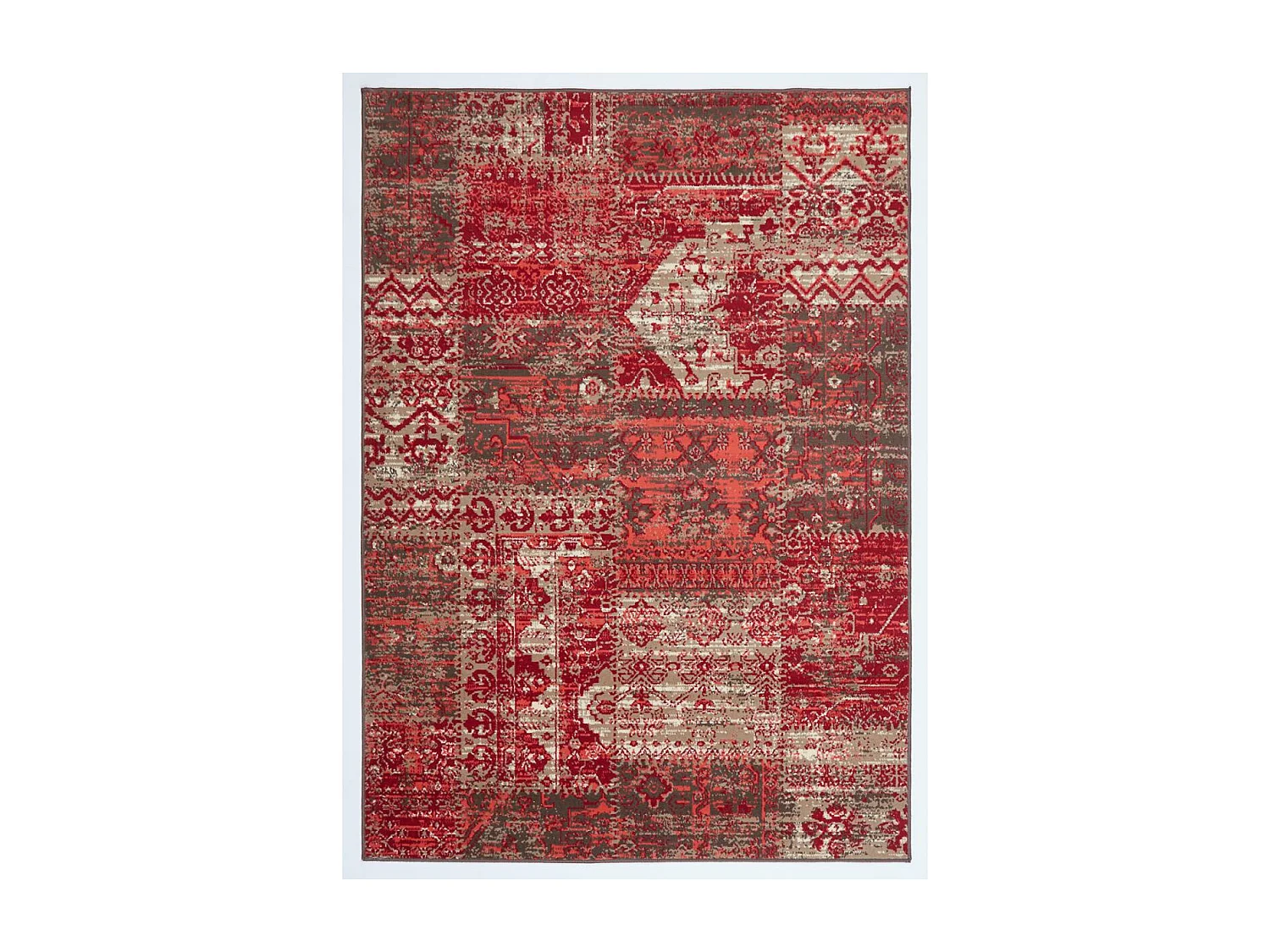 tapis salon 120x170 tissé rouge rectangle motif ethnique WORKYPATCH