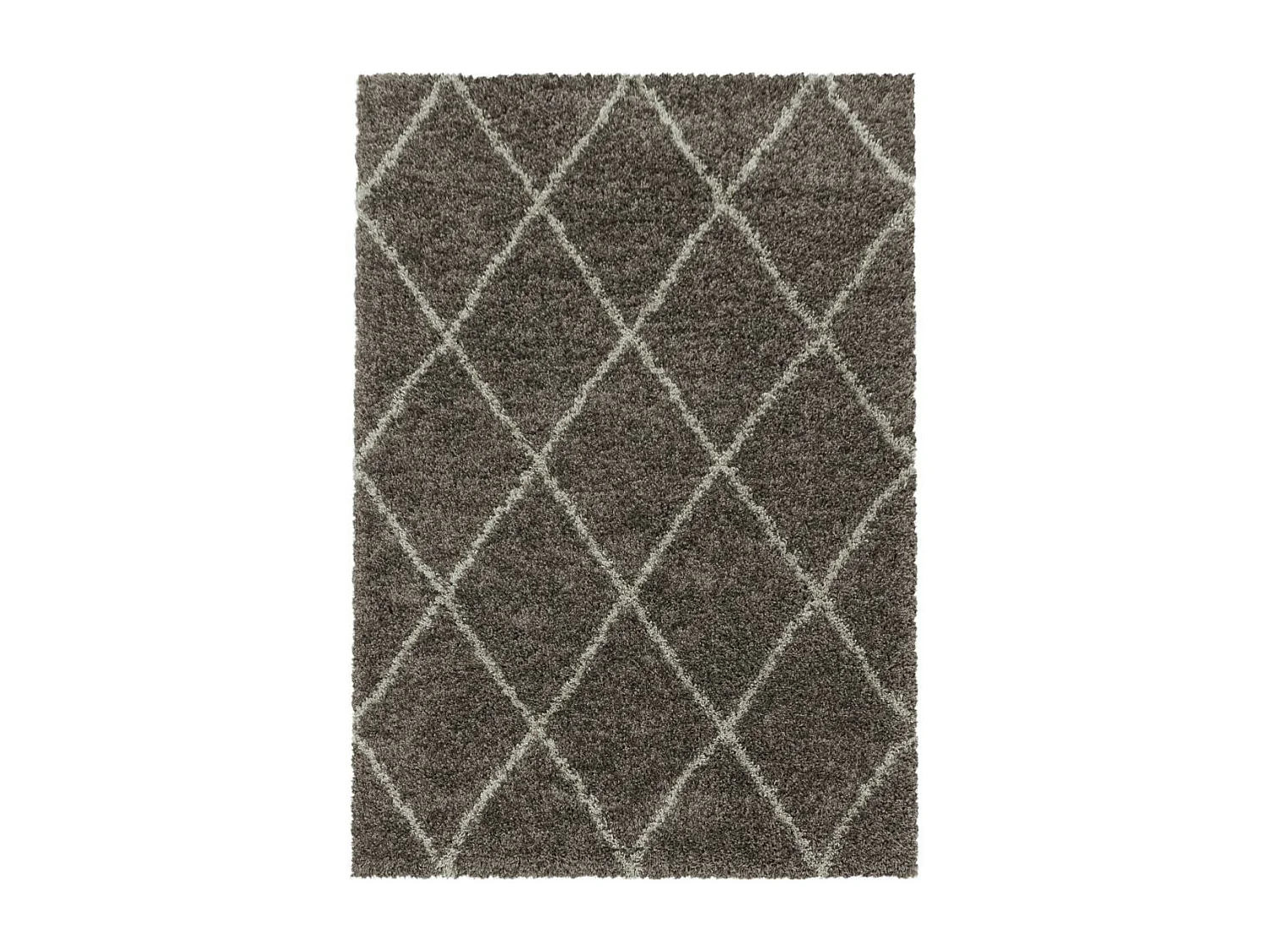 Tapis berbère 280x370 tissé motif losange SHAGGY A taupe