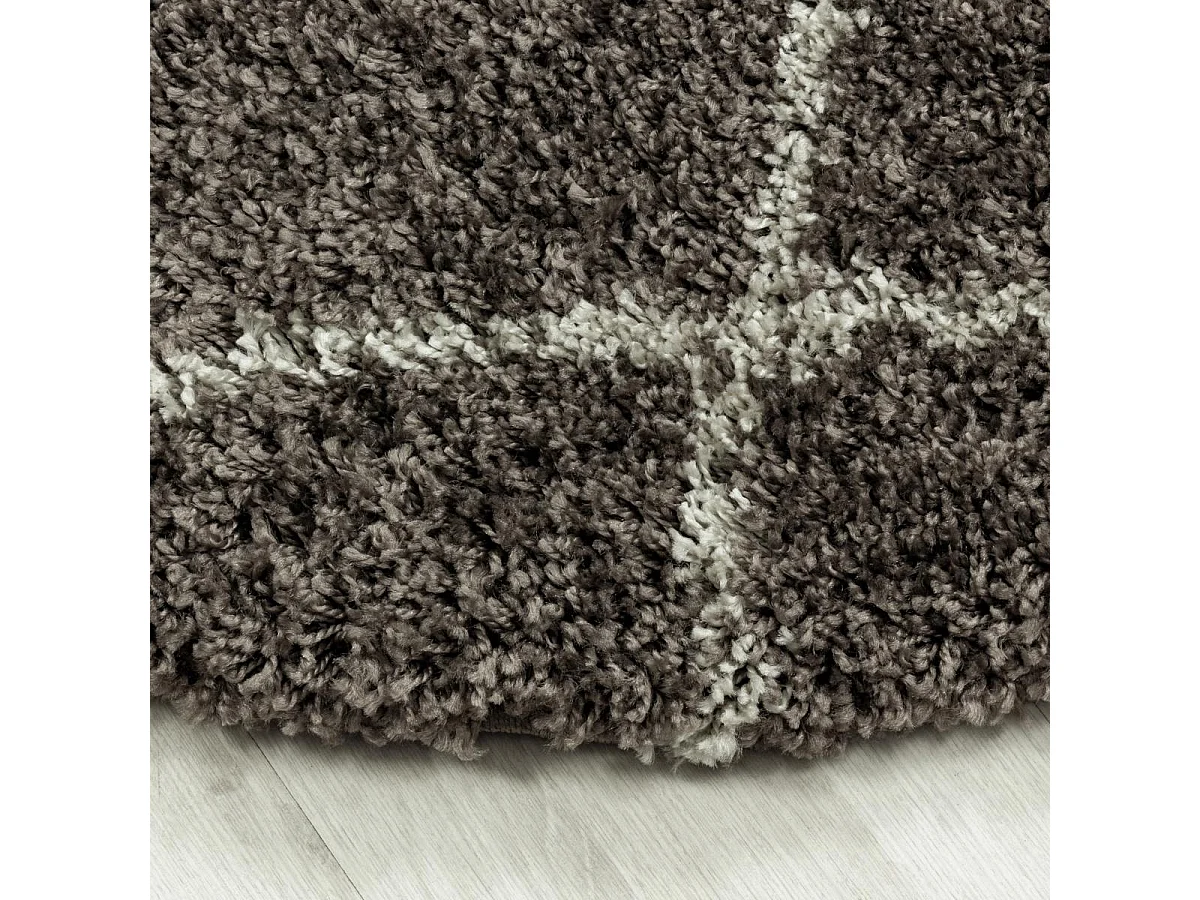 Tapis berbère 280x370 tissé motif losange SHAGGY A taupe
