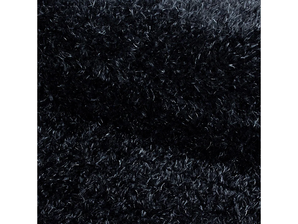Tapis rond longs poils shaggy Ø120cm tissé noir motif uni UNI A