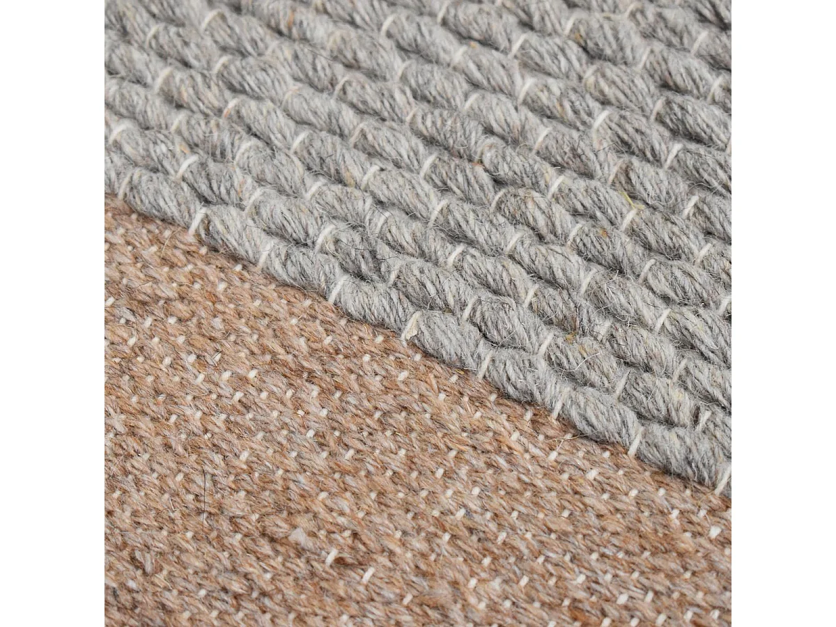 Tapis kilim 120x170 rectangle fait à la main en laine beige et bleu