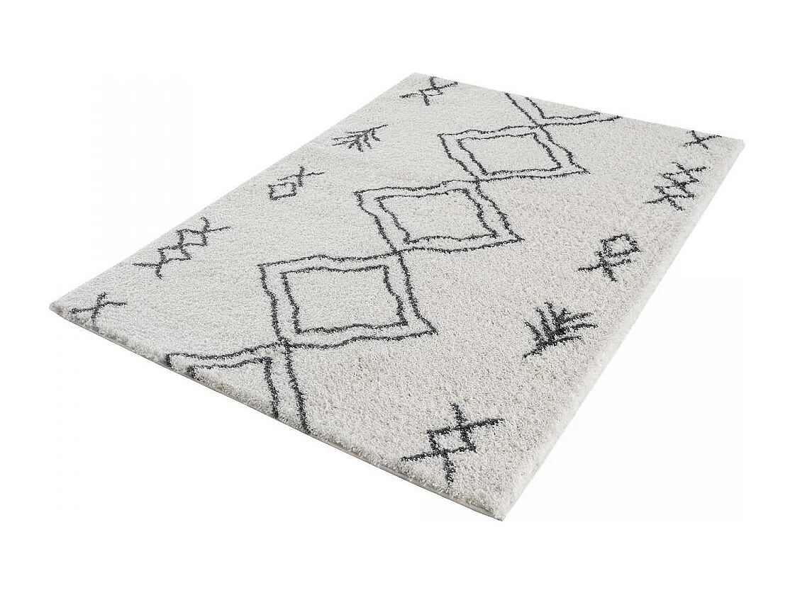 Tapis berbère 160x220 tissé motif ethnic LYN4 DOUX 3 crème