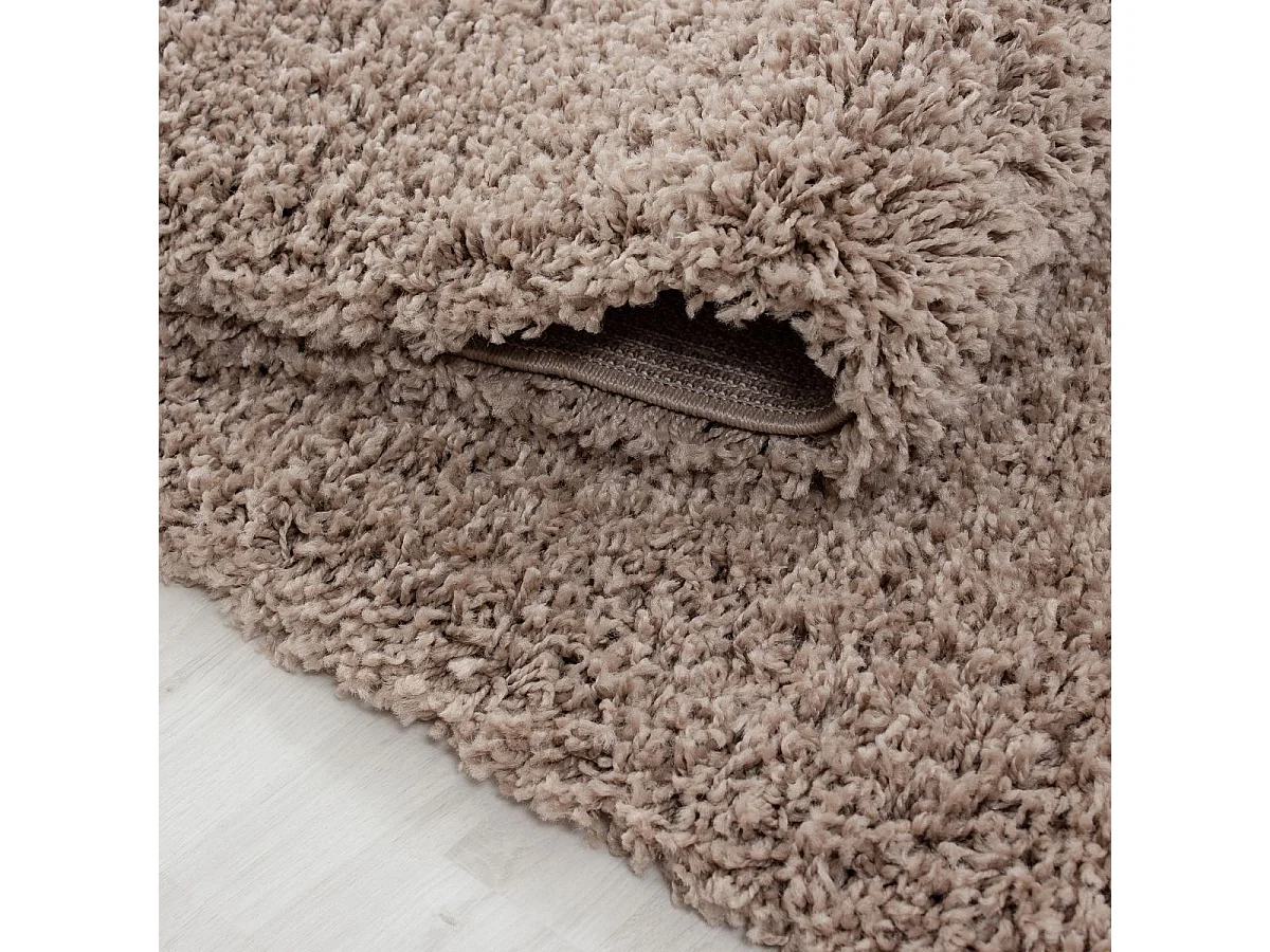 Tapis poils longs shaggy 60x110 rectangle tissé beige motif uni UNI L