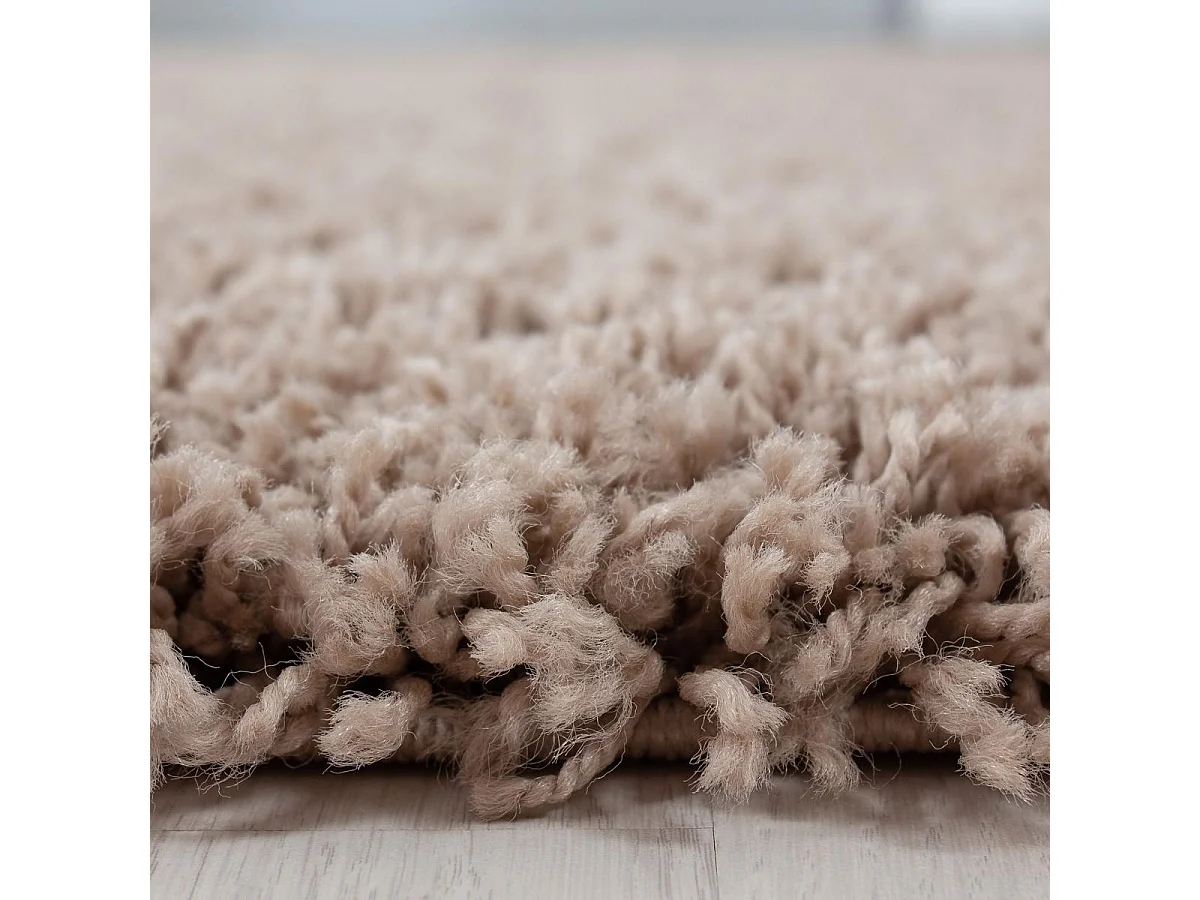 Tapis poils longs shaggy 60x110 rectangle tissé beige motif uni UNI L