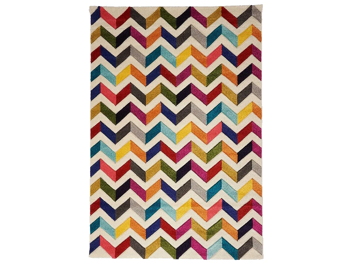 tapis salon 160x230 tissé multicolore rectangle motif géométrique LYN6 CHEVRON