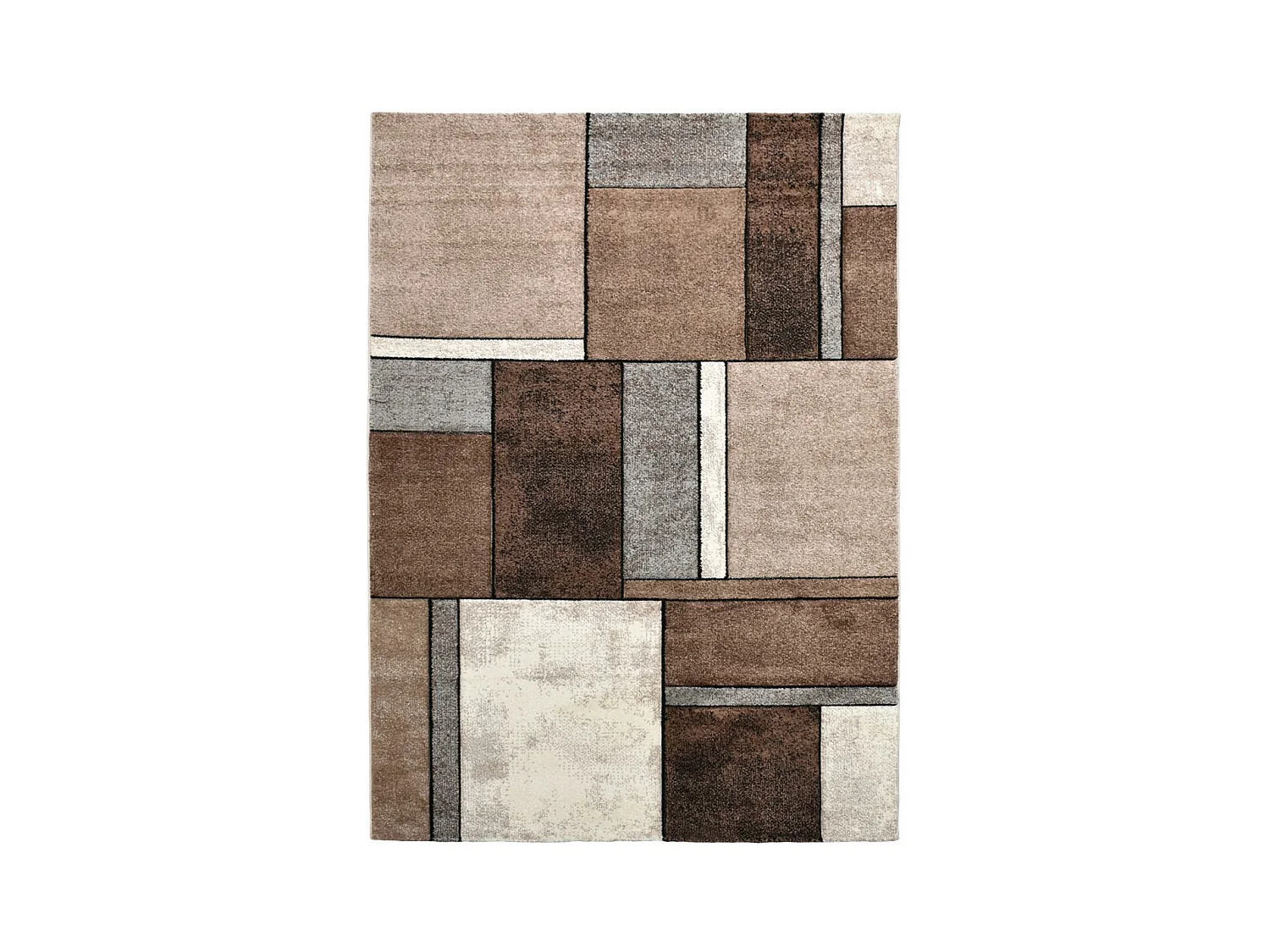 tapis grand salon 280x380 tissé beige rectangle motif géométrique LYN8 GEOME