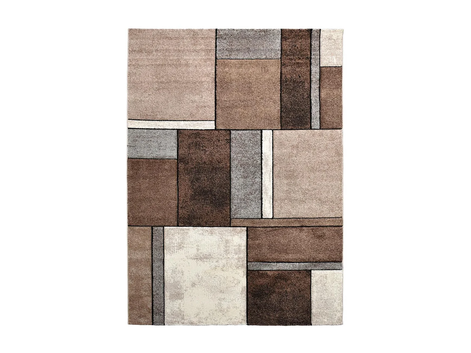 tapis grand salon 280x380 tissé beige rectangle motif géométrique LYN8 GEOME