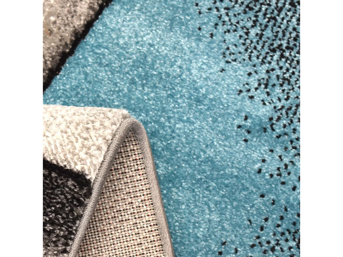 tapis salon 120x170 tissé turquoise rectangle motif géométrique LYN8 ULTIMA