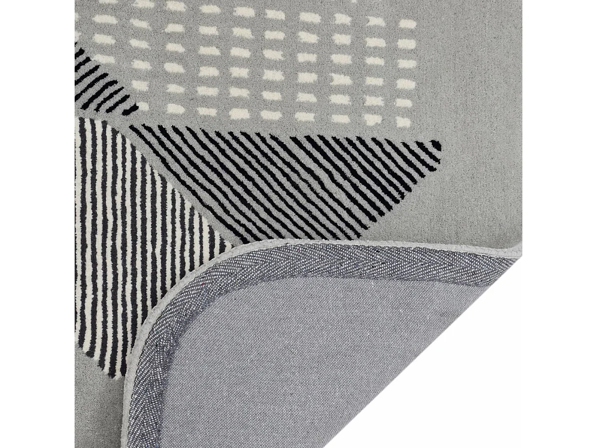 tapis salon 160x230 fait à la main en laine gris et taupe