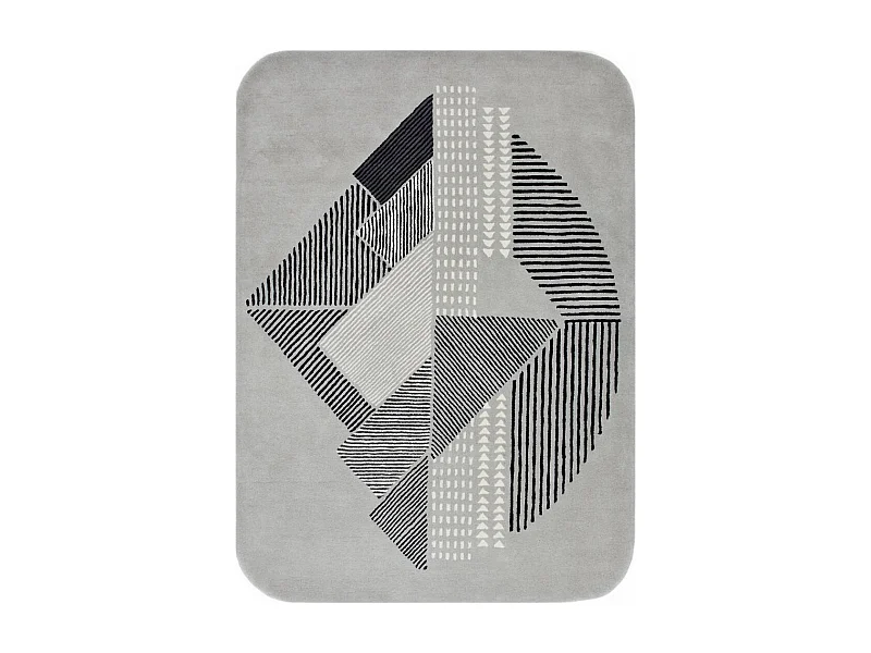 tapis salon 160x230 fait à la main en laine gris et taupe