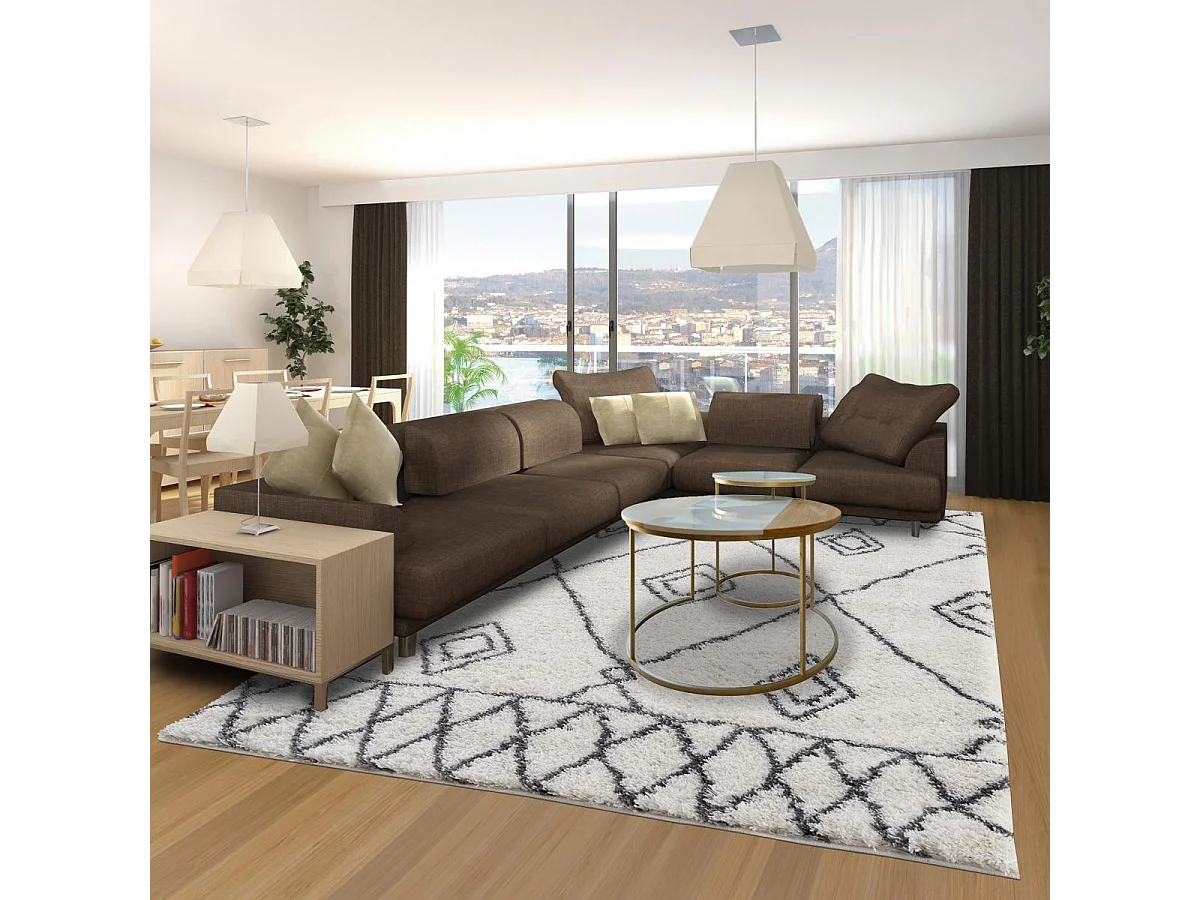 Tapis berbère 160x220 tissé motif ethnic LYN4 DOUX 2 crème