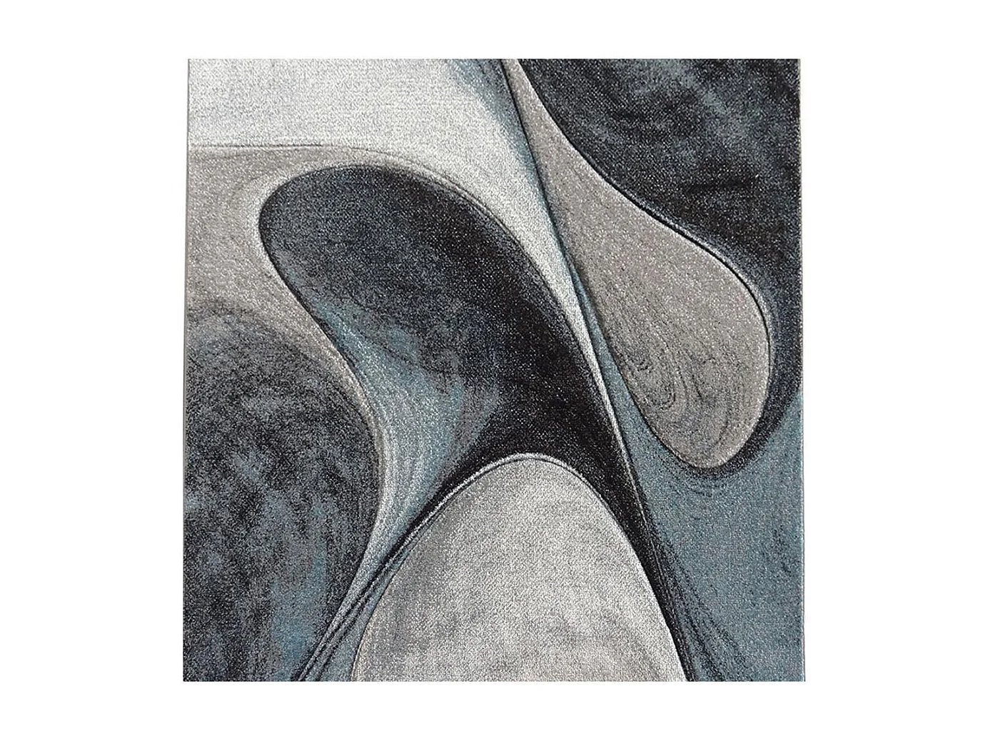 tapis salon 160x160 tissé bleu et gris carré motif géométrique LYN8 MADILA