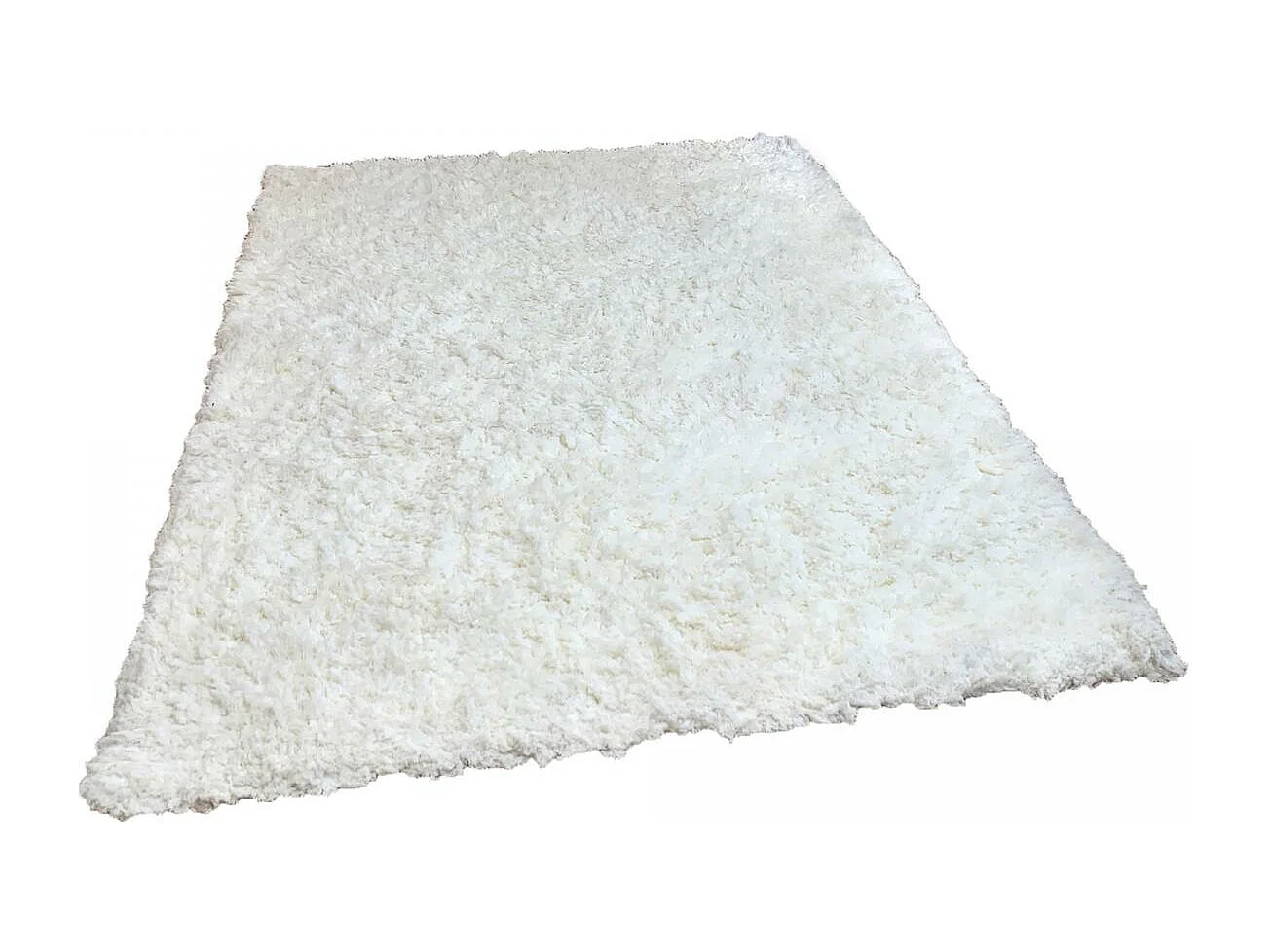 Tapis longs poils shaggy 120x170 rectangle fait à la main crème motif uni
