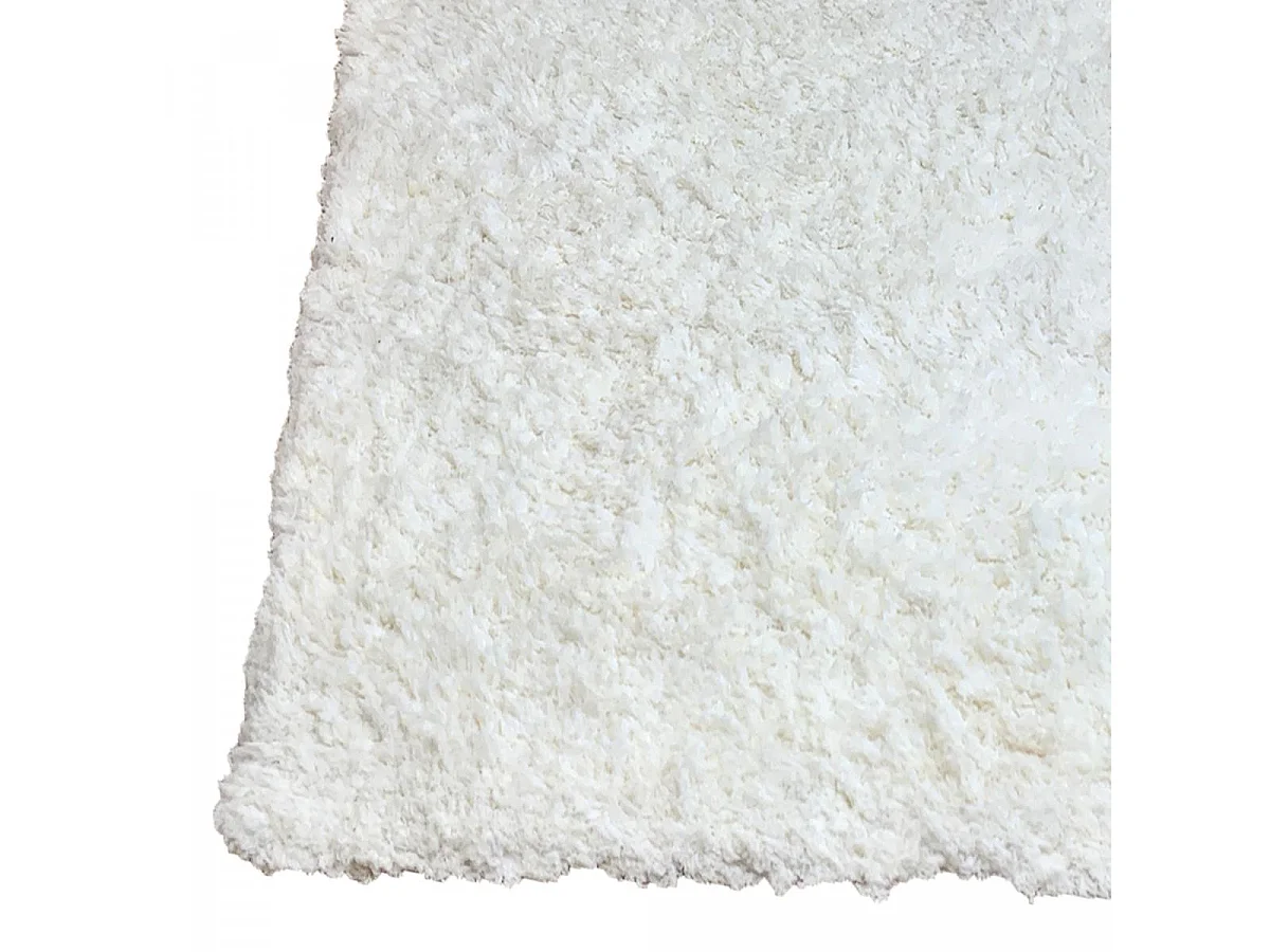 Tappeto Shaggy a pelo lungo 120x170 rettangolare realizzato a mano color crema a tinta unita