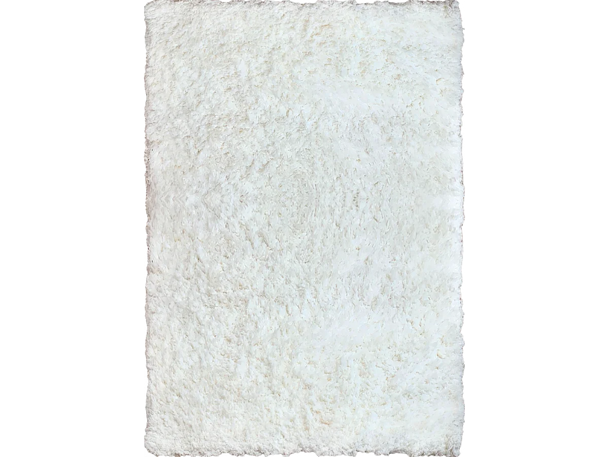Tapis longs poils shaggy 120x170 rectangle fait à la main crème motif uni