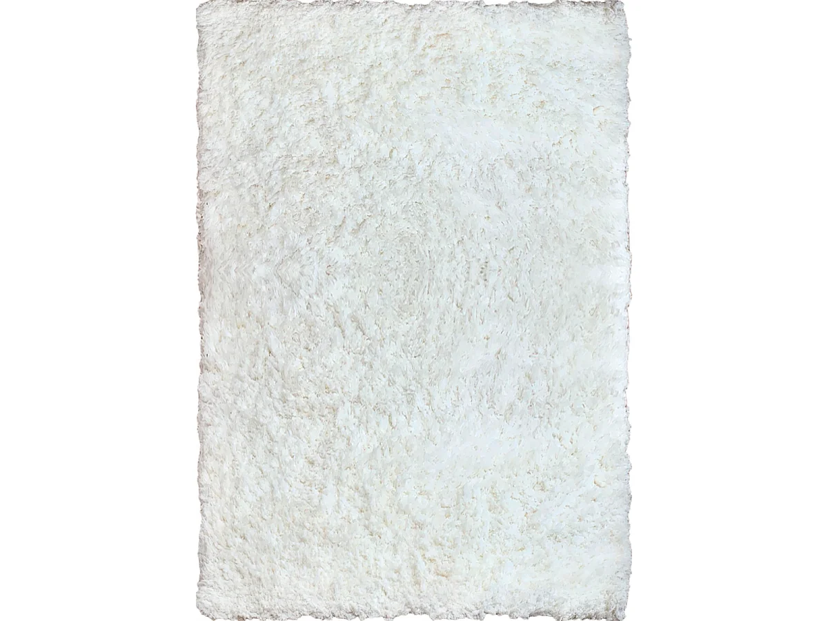 Tappeto Shaggy a pelo lungo 120x170 rettangolare realizzato a mano color crema a tinta unita